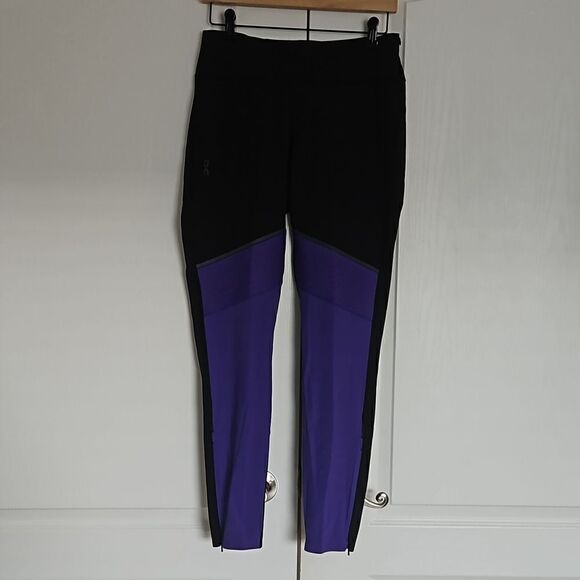 On Running Ladies Run On Cloud Tights Long Large Purple/ Black - Picture 1 of 16